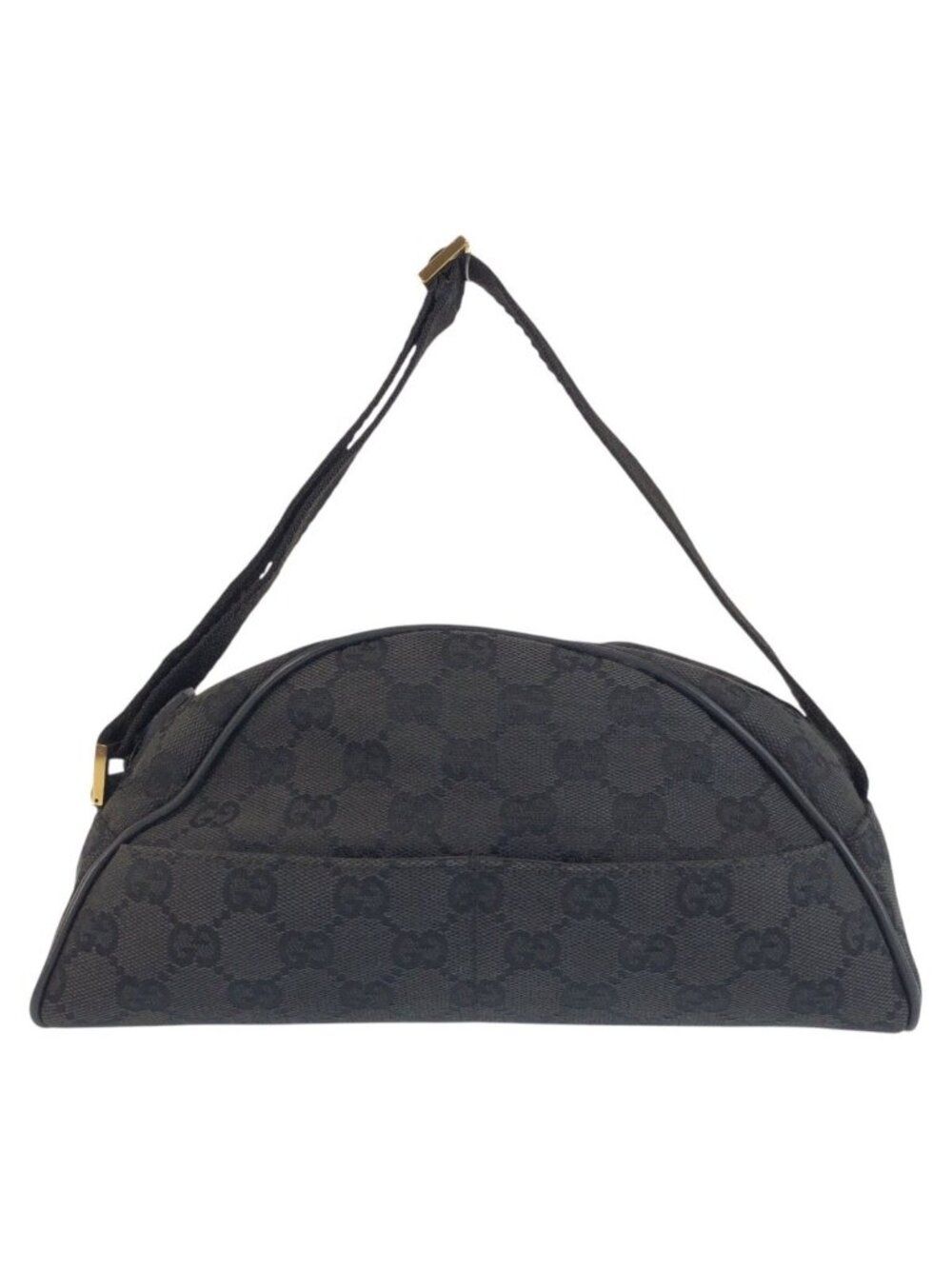 Gucci Half Moon Black Gold GG Canvas Shoulder Bag
